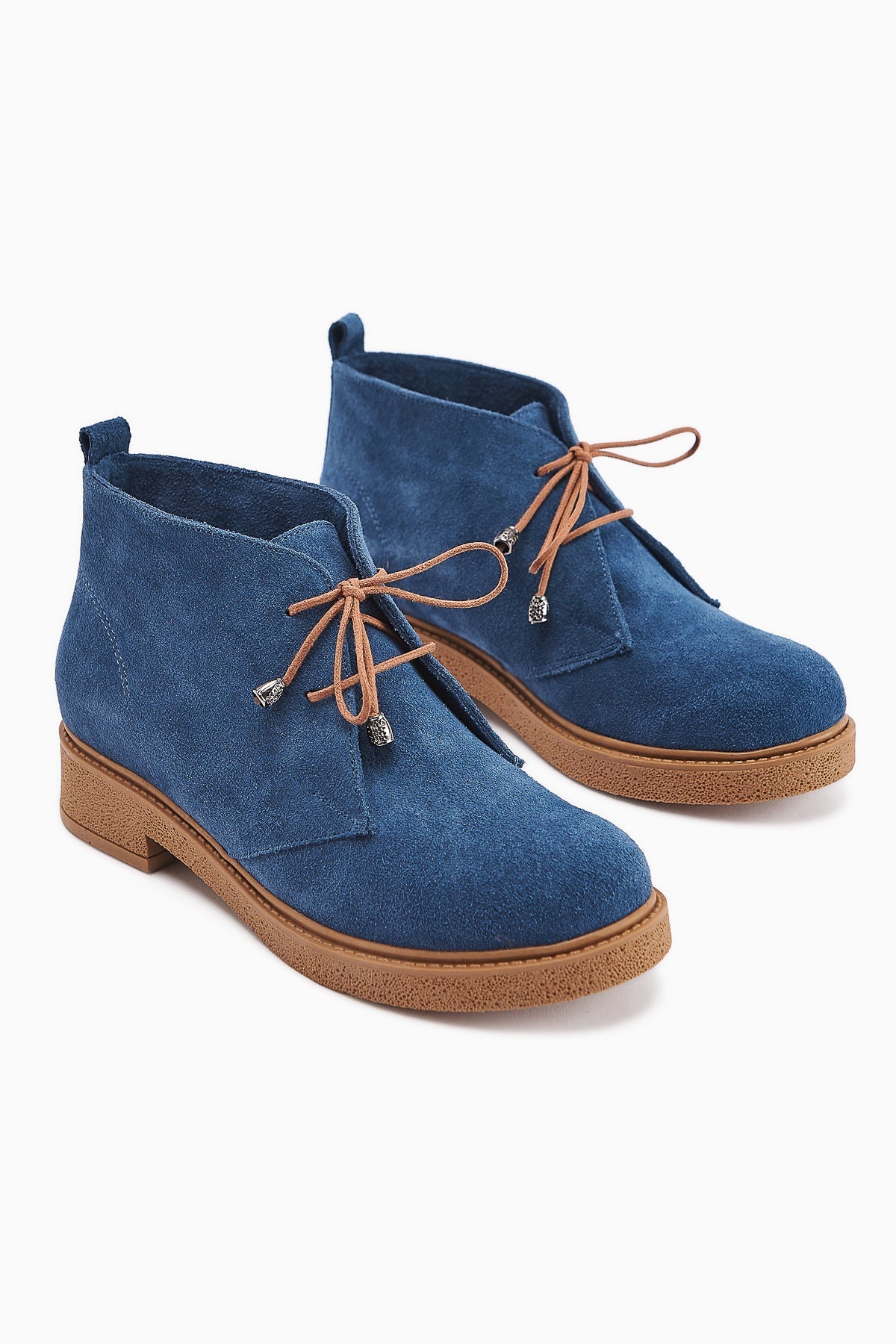 Henna Genuine Leather Denim Blue Lace-Up Women's Boot