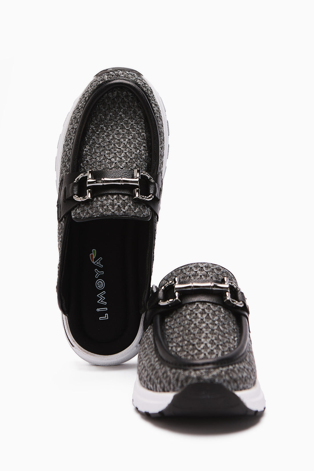 Diana Anthracite Buckled Closed Front Straw Stylish Women's Slippers