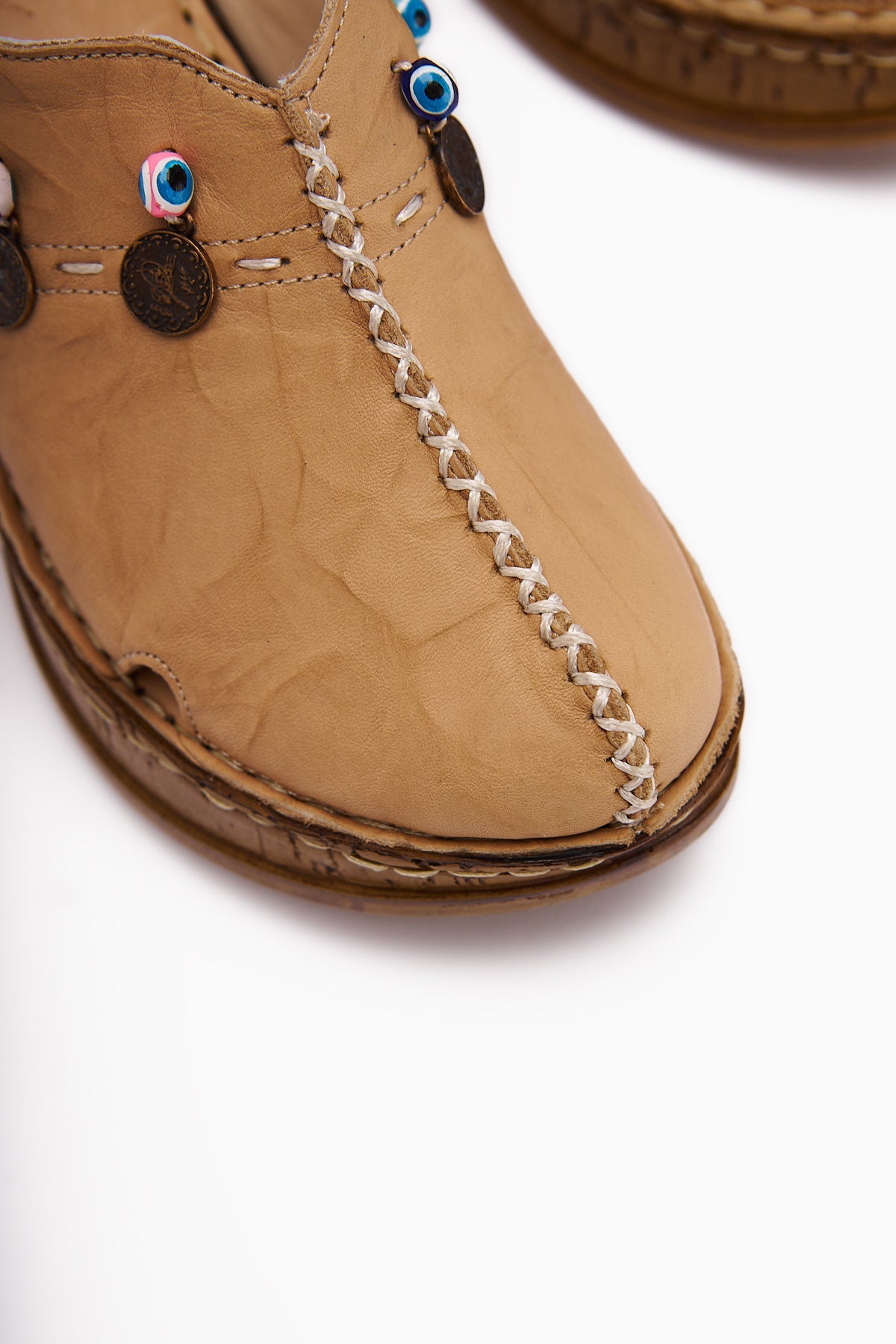 Mabel Genuine Leather Antique Mink with Evil Eye Detail Comfort Clog Slipper