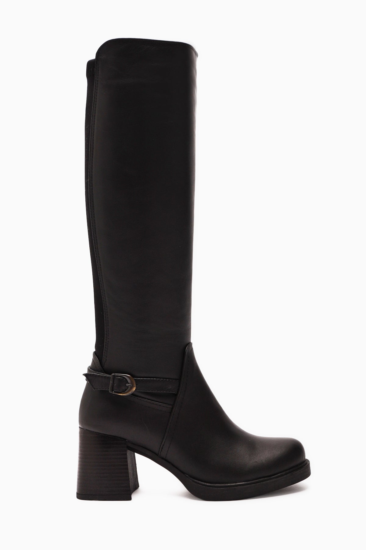 Gerti Genuine Leather Black Heeled Women's Boot