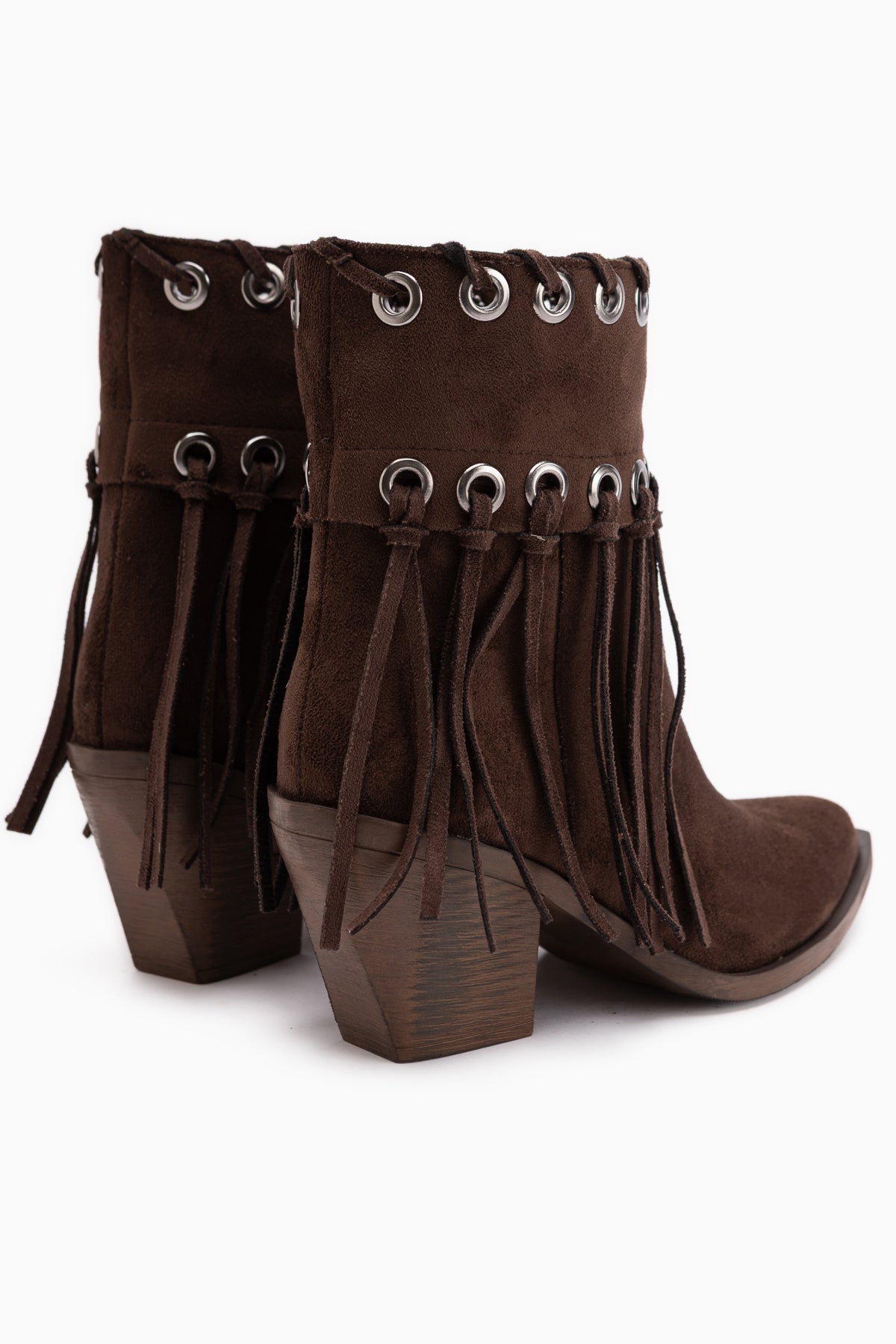 Nessa Wildleder Fransen Chunky Absatz Damen Cowboy Stiefel