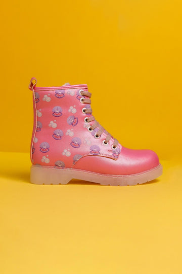 Freda – Rosé Stiefelette mit Meerestier-Print, Schnürung, Light-Up (Kinder)