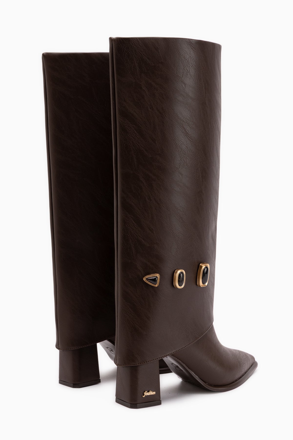 Loretta Braun Abnehmbarer Schaft 2-in-1 Damen Absatzstiefel & Stiefeletten