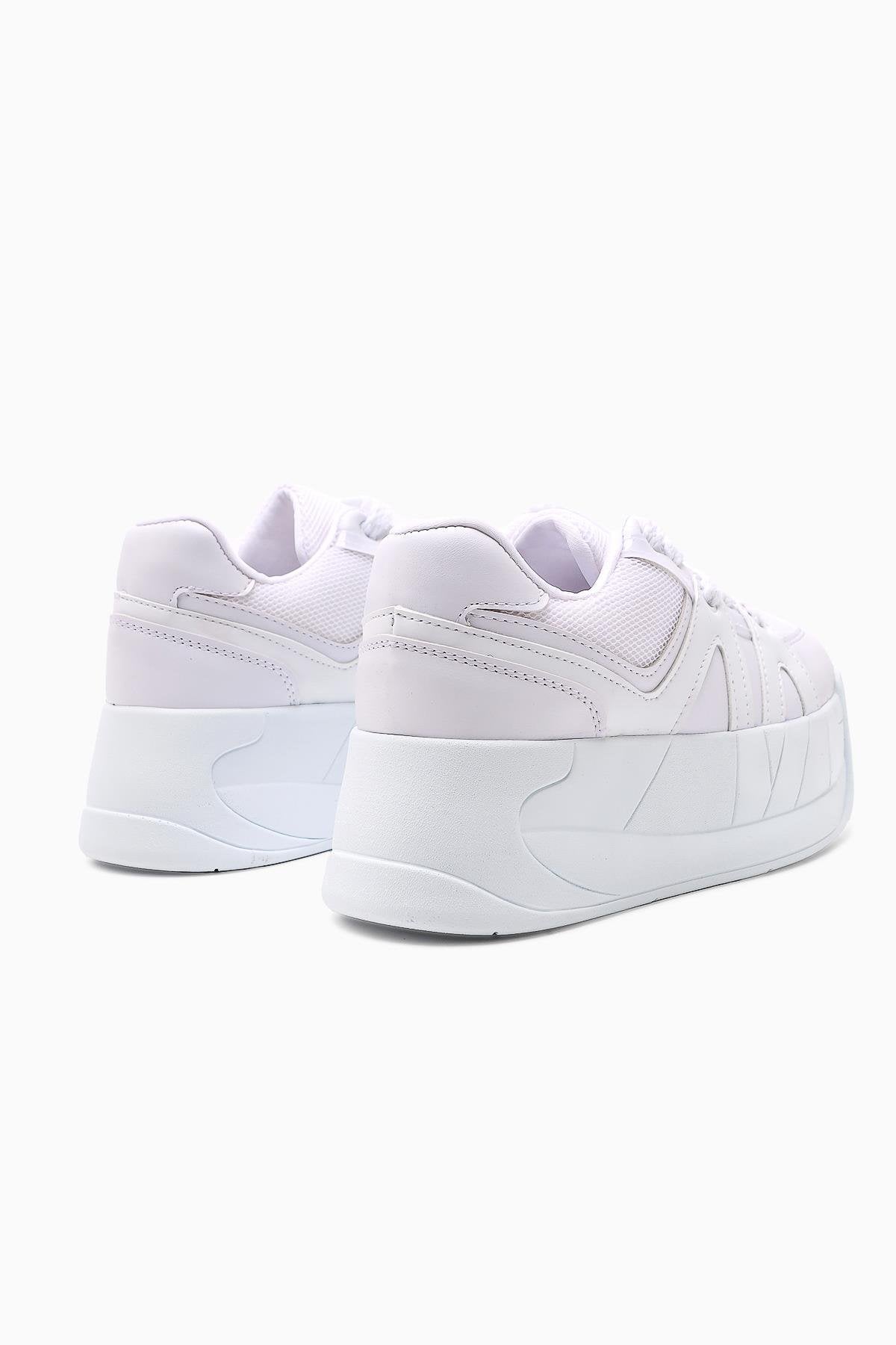Alvi Weiße Leder Detaillierte Damen Sneakers