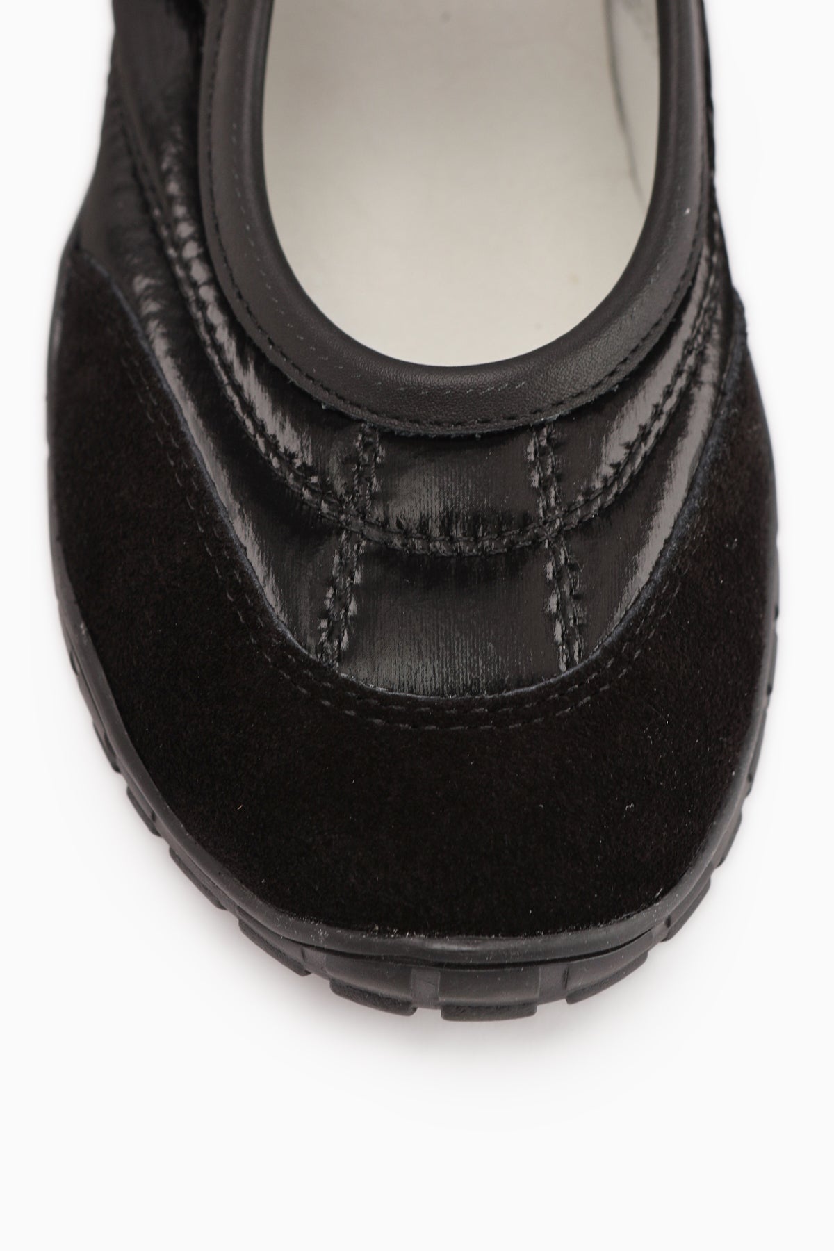 Nora Black Fur-Lined Velcro Sporty Ballet Flat