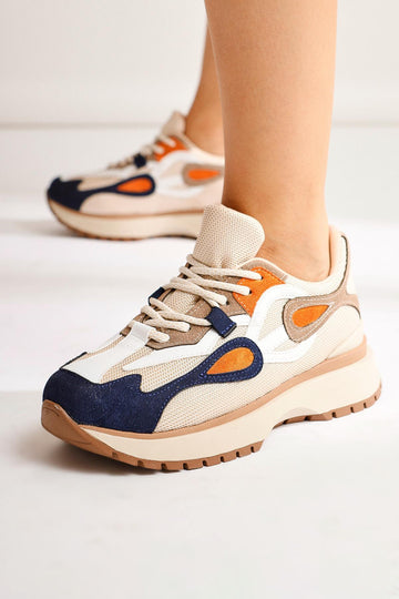 Gerdh Beige Strick-Wildleder Sportschuhe