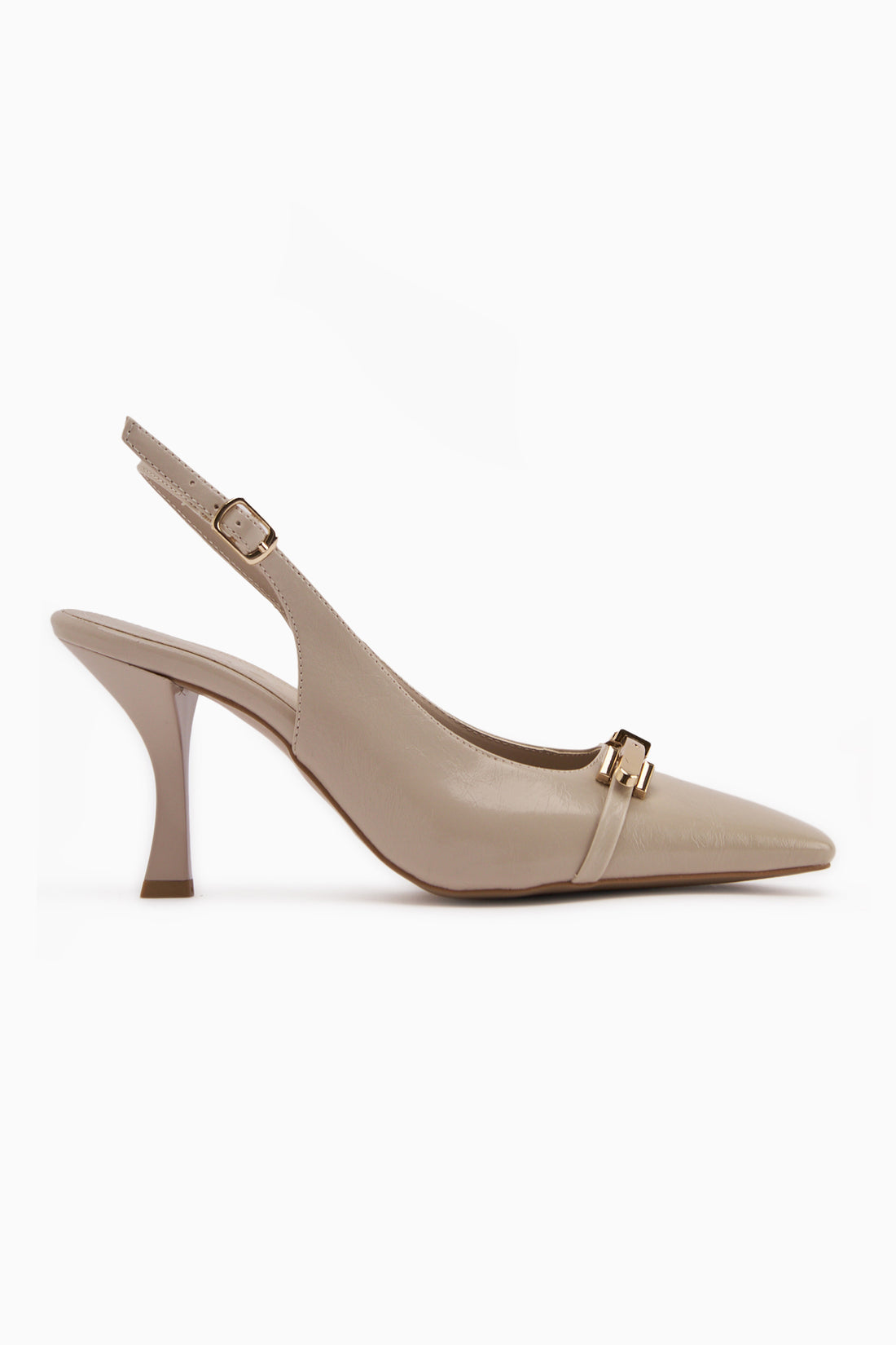 Hanaa Beige Schnalle Spitz Damen Absatzschuhe
