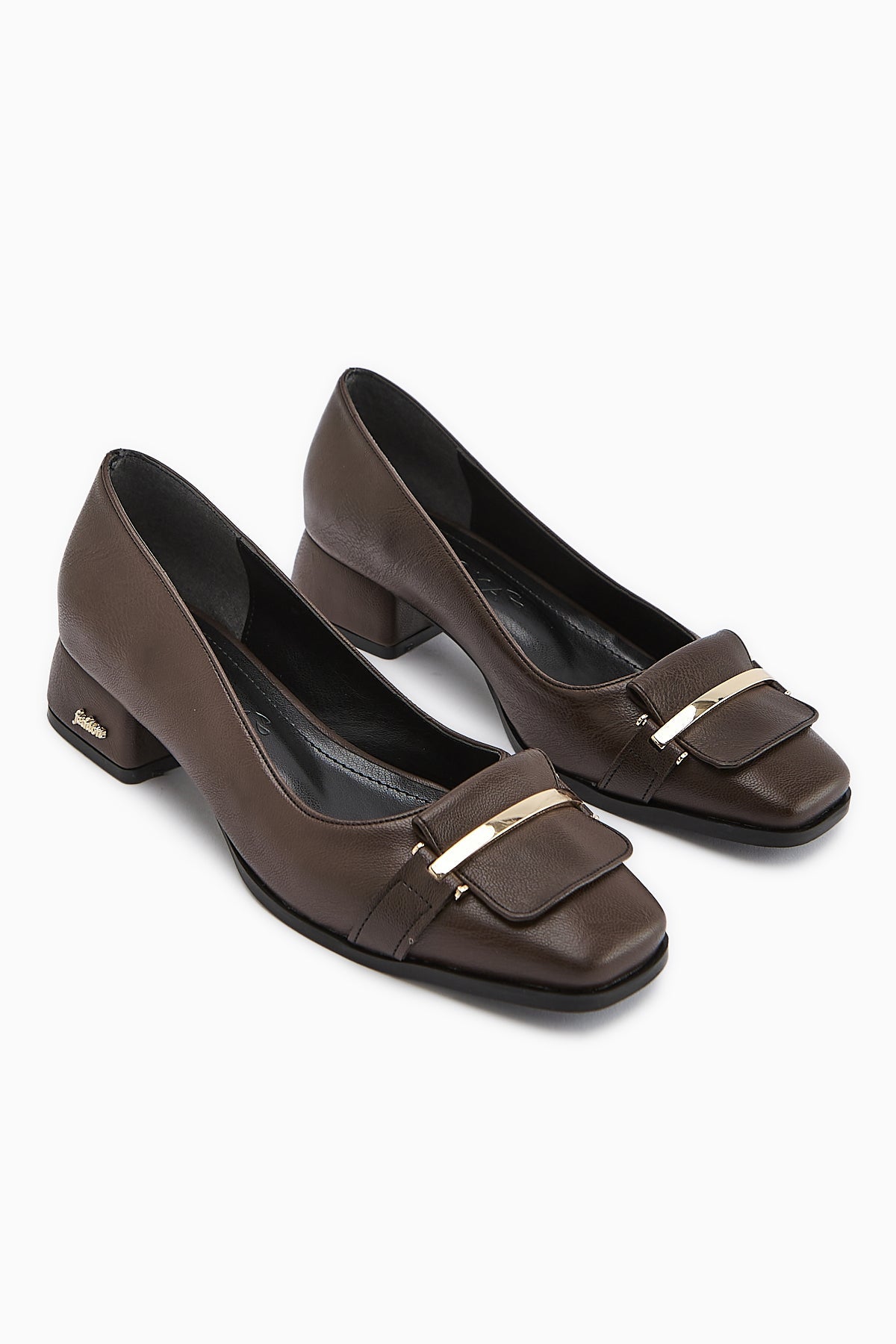 Gresa Brown Buckled Low Heel Women's Shoe