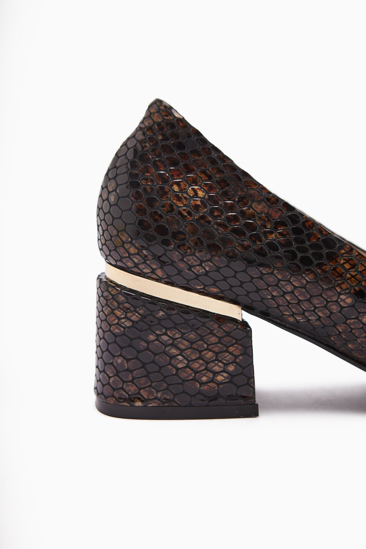 Emelia Genuine Leather Brown Snake Print Women's High Heels