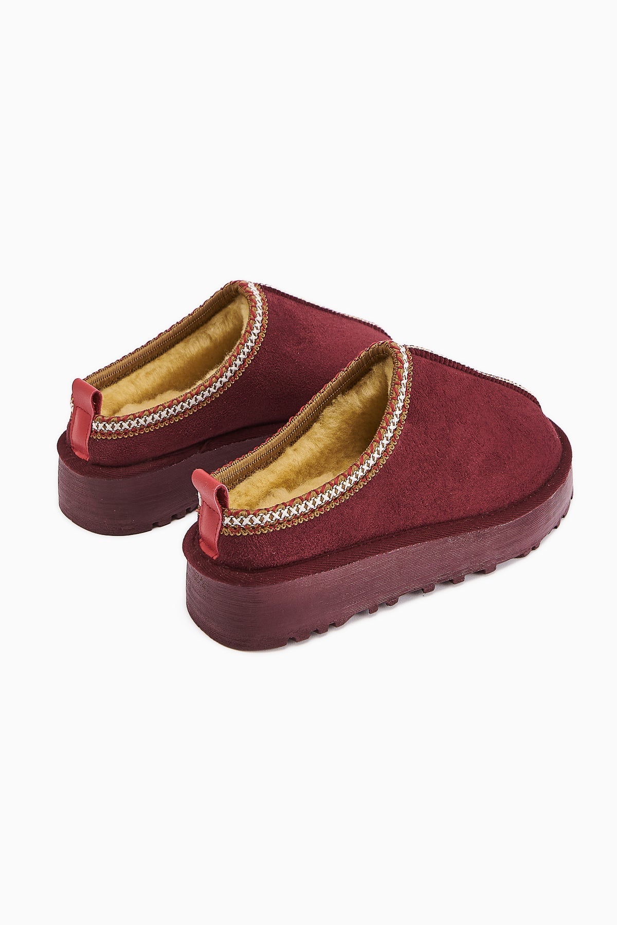 Anne-Liis Burgundy Suede Woven Detail Winter Slipper
