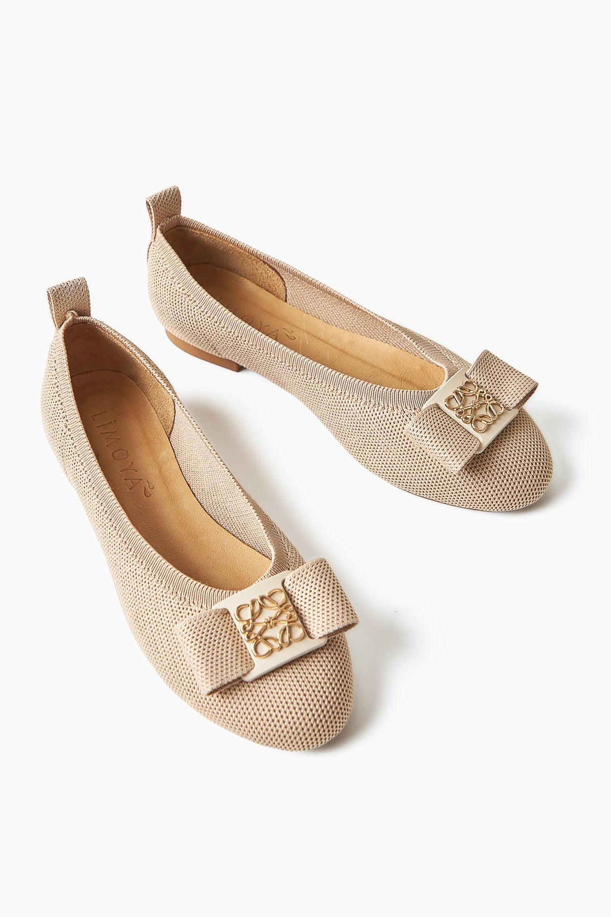 Bloop Beige Schleifen-Ballerina für Damen - Bequemer Alltagsschuh