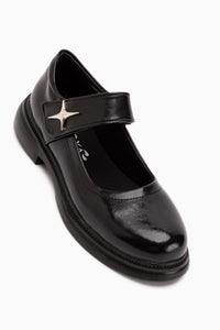 Rozalin Schwarze Riemen Dicke Sohle Damen Mary Jane Ballerinas