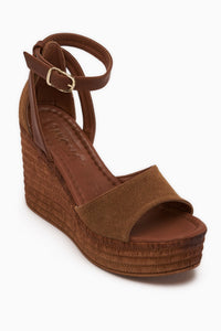 Moni Tan Wildleder Wedge Schnalle Damen Sandale