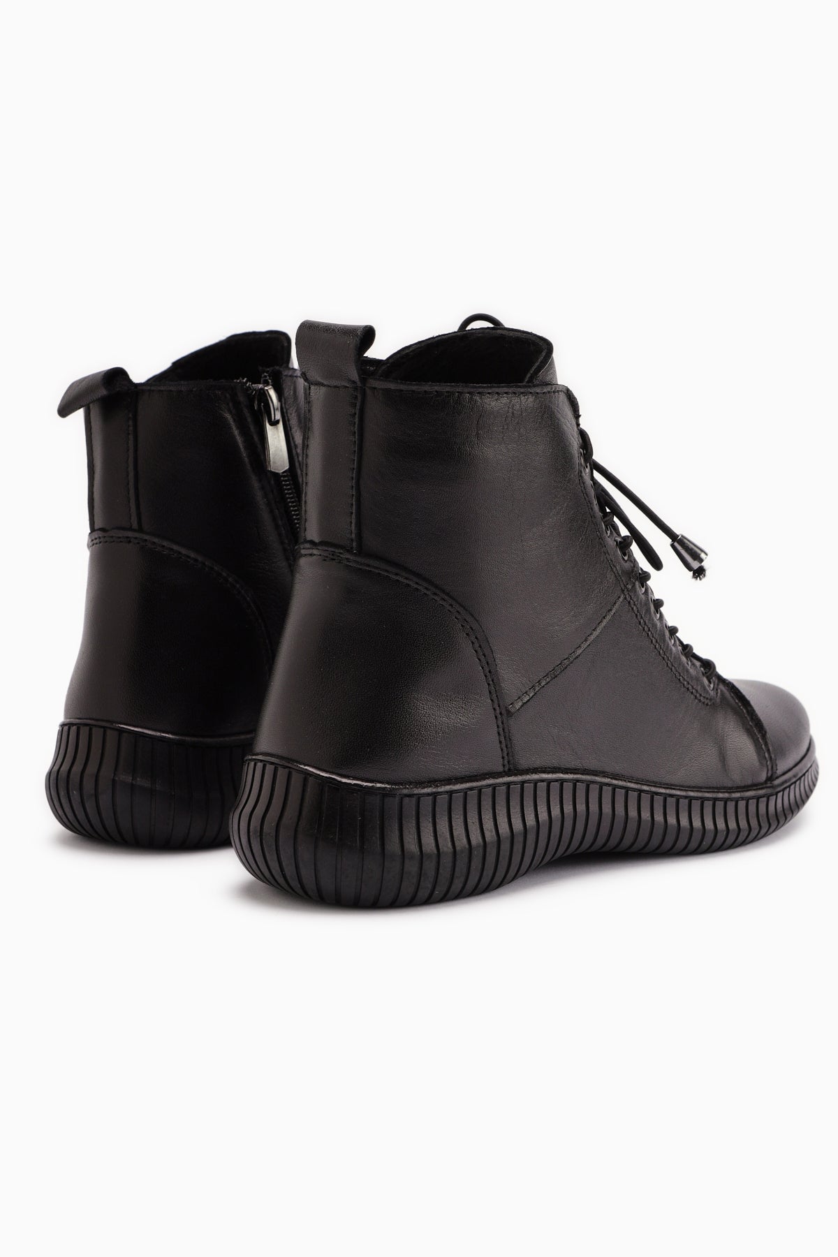 Jina – Schwarz [Echtleder] Stiefelette mit Schnürung (Damen)