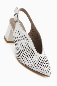 Nury Echtes Leder Weiß Damen Absatzschuhe