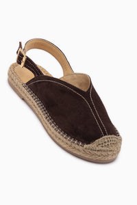 Lydia Echtes Leder Braun Wildleder Geflochten Detail Damen Sandale