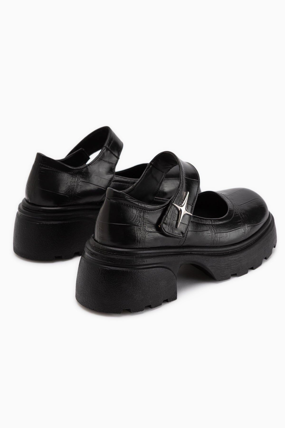 Deena Schwarz Krokodil Plattformsohle Damen Mary Jane Schuhe