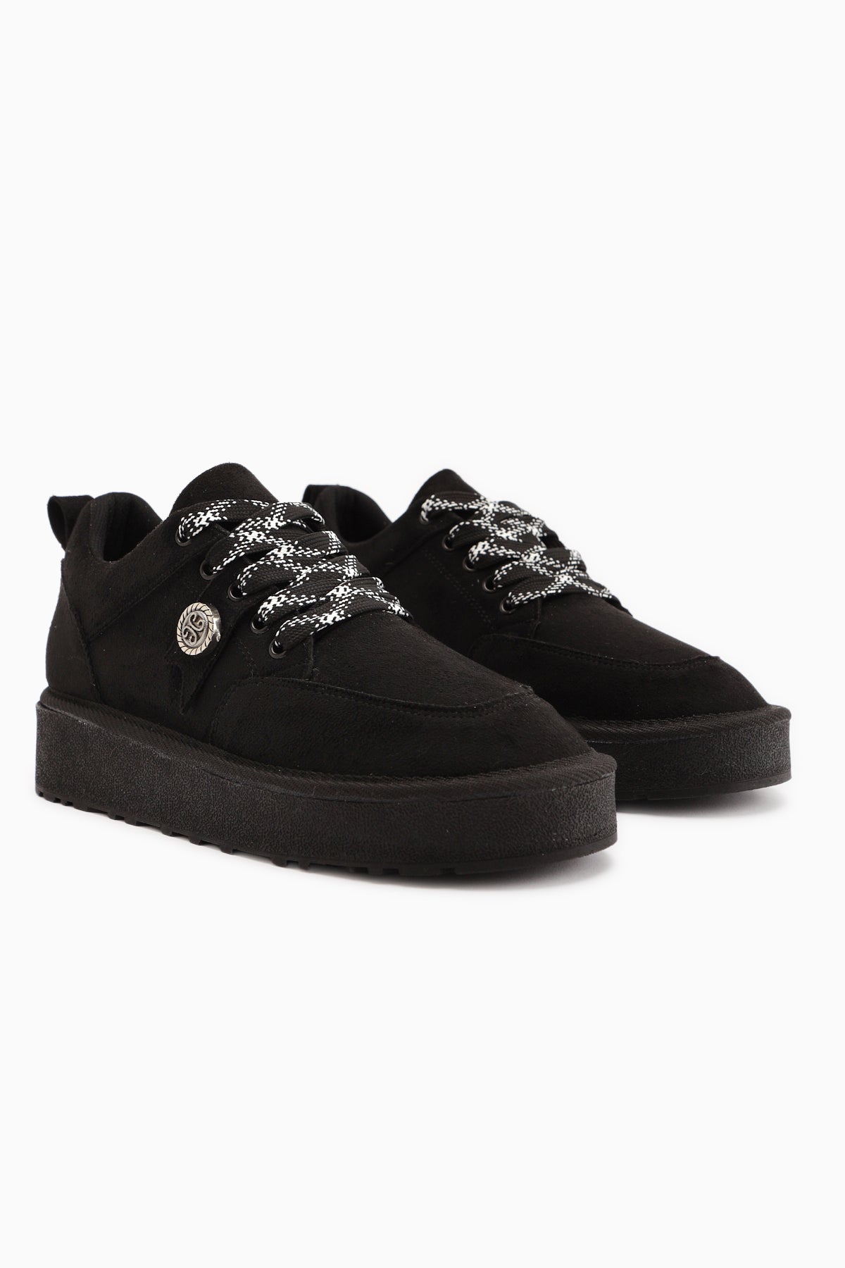 Serina Black Suede Lace-Up Women's Casual Shoe