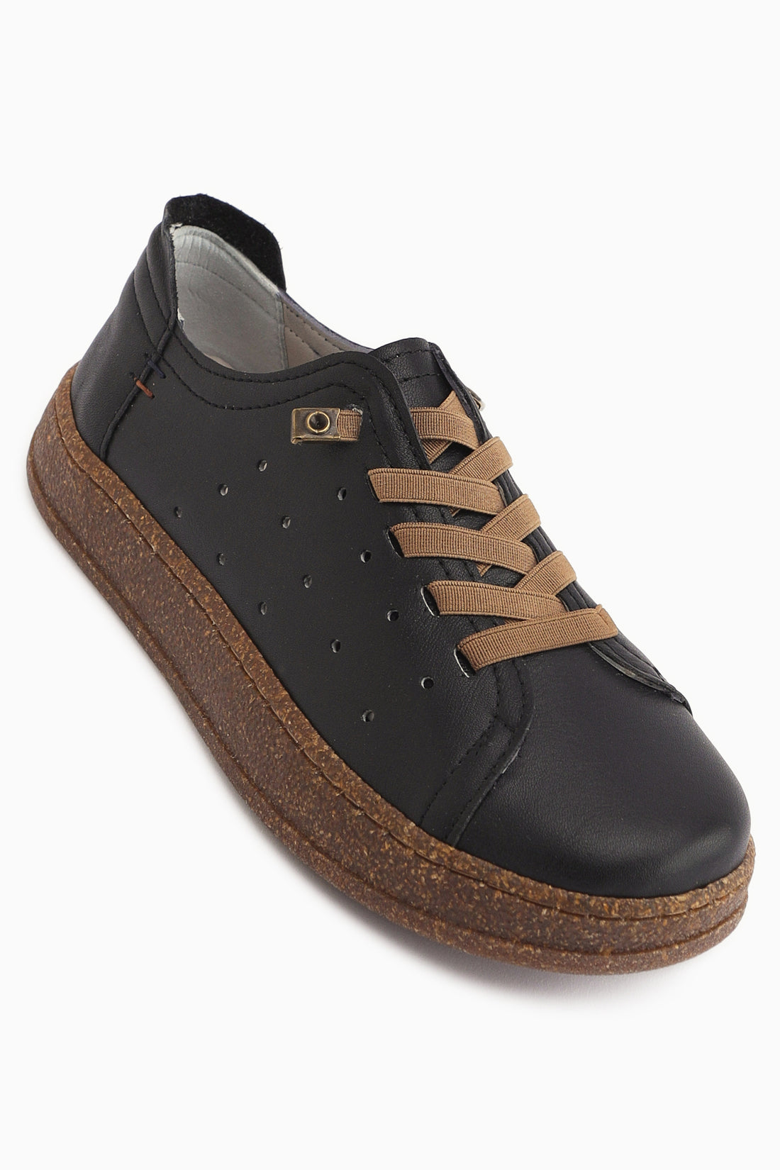 Judi Echtes Leder Schwarz Bequeme Sohle Damen Sneakers