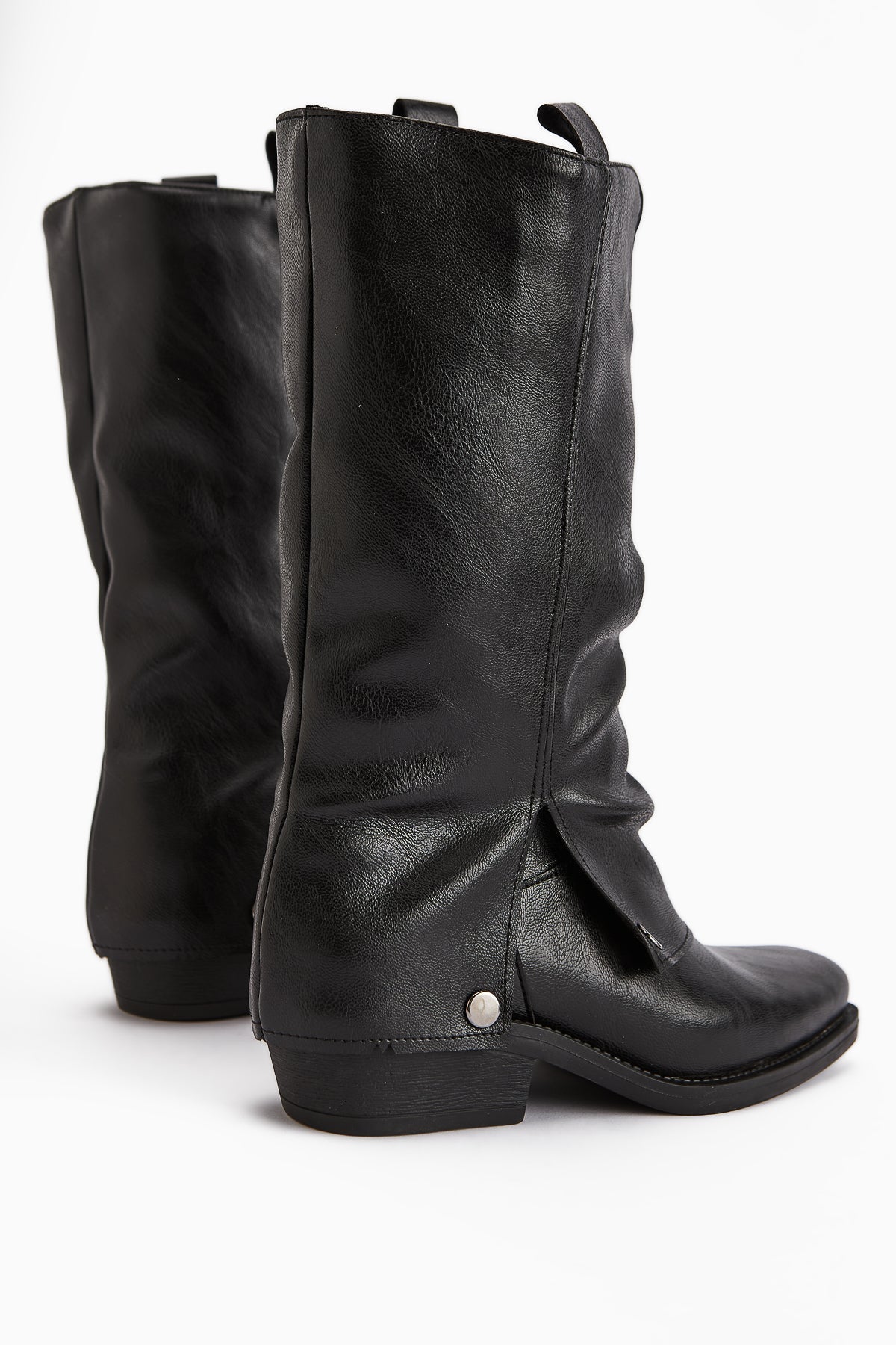 Fadia Black Square Toe Pleated Women's Boot