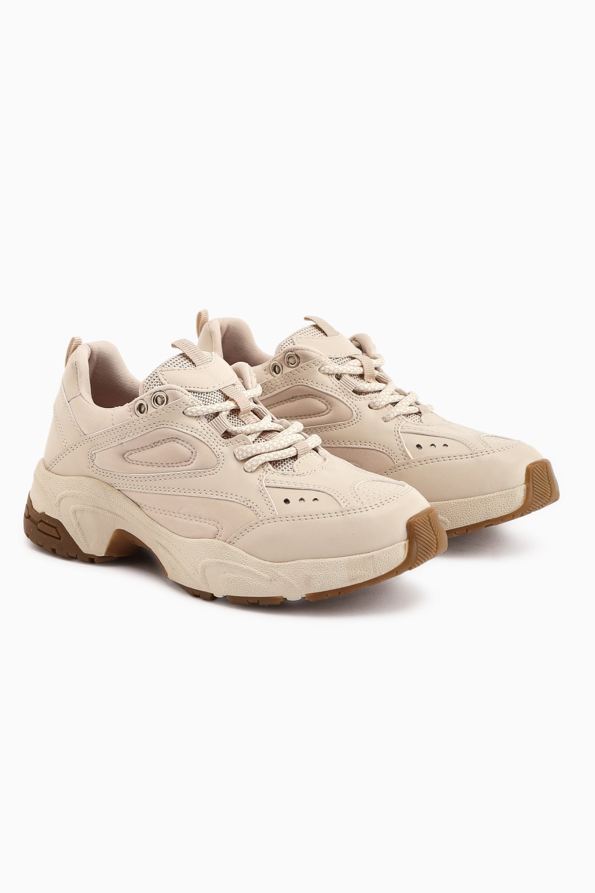 Trina – Beige Sneaker mit Schnürung (Damen)