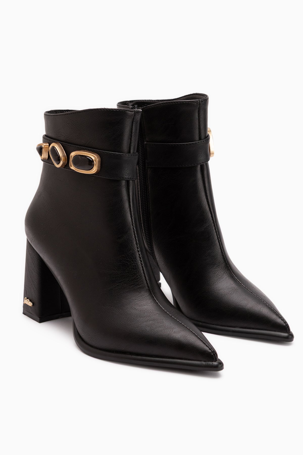 Loretta Schwarze Abnehmbare Manschette 2-in-1 Absatz Damen Stiefel & Stiefeletten
