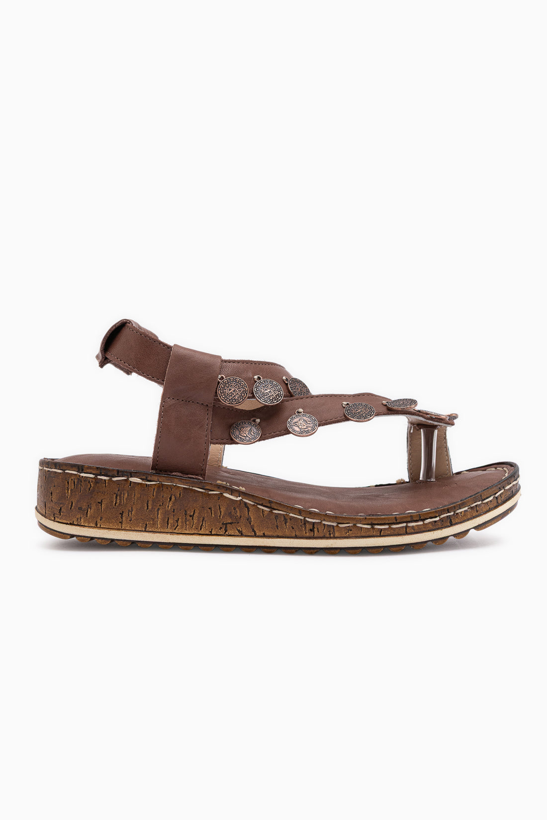 Echtes Leder Lilah Braun Antik Detail Damen Sandale