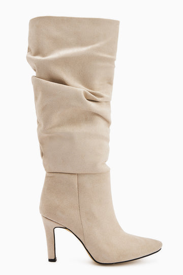 Rimaz Ten Wildleder Falten Lange Spitz Absatzstiefel