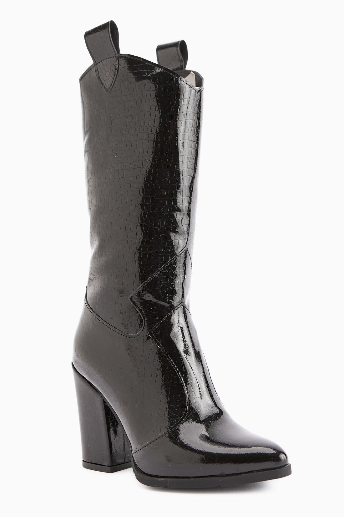 Keri Schwarz Kroko Asymmetrischer Schnitt Damen Stiefel