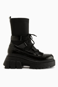 Casey Black Thick Sole Lace-Up Women’s Boots