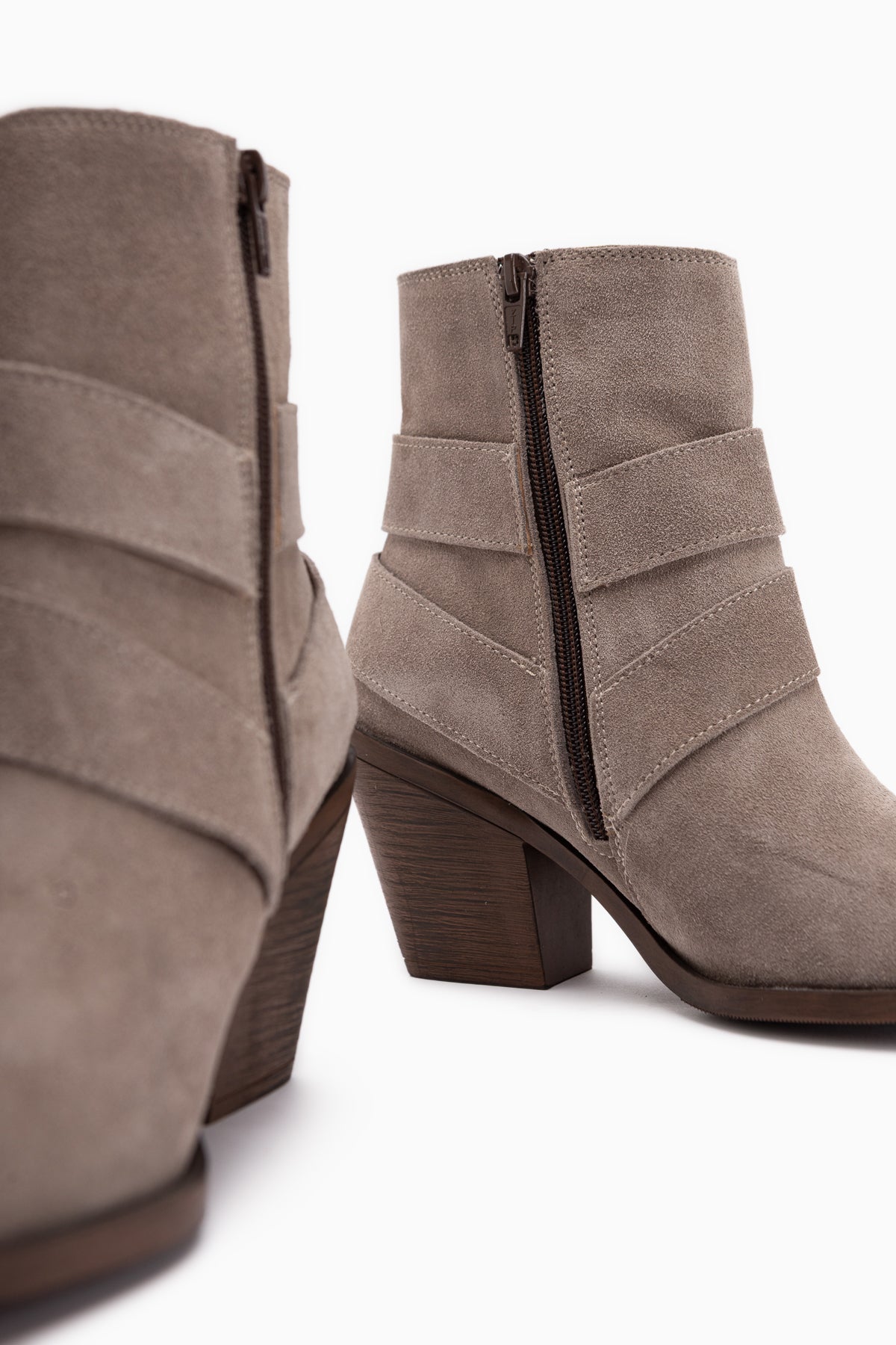 Yuri Echtes Leder Mink Doppel Schnalle Dick Absatz Damen Cowboy Stiefel
