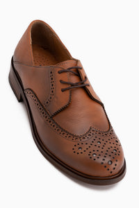 Echtes Leder Dena Tan Schnür-Brogue Oxford Damen Schuhe