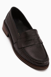 Echtes Leder Schwarze Penny Loafer Damen Schuhe