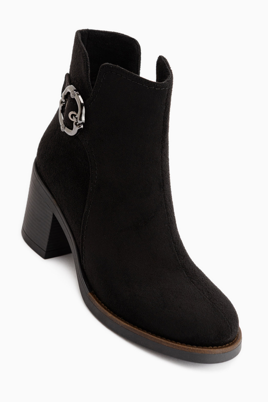 Tania Schwarz Wildleder Schnallen Detail Damen Stiefel