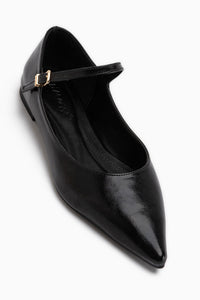 Minya Schwarz Spitz Zehen Damen Ballerinas