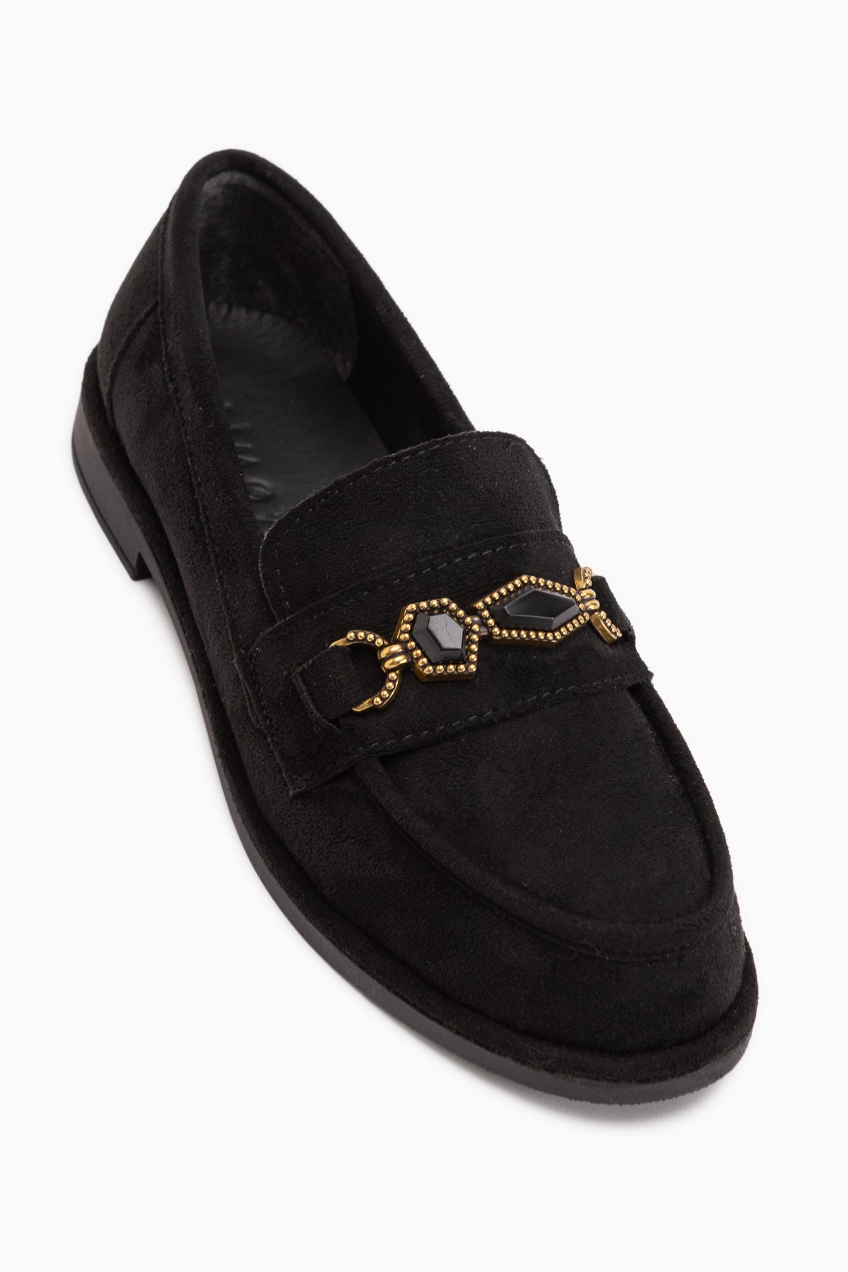 Callie Schwarze Wildleder Stein Damen Loafer Schuhe