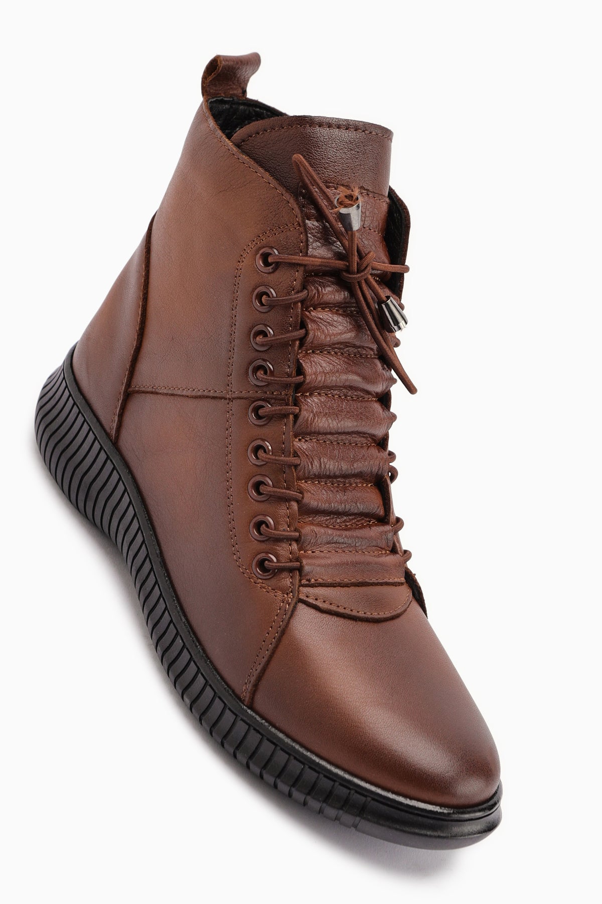 Jina – Braun Echtleder Stiefelette mit Schnürung (Damen)