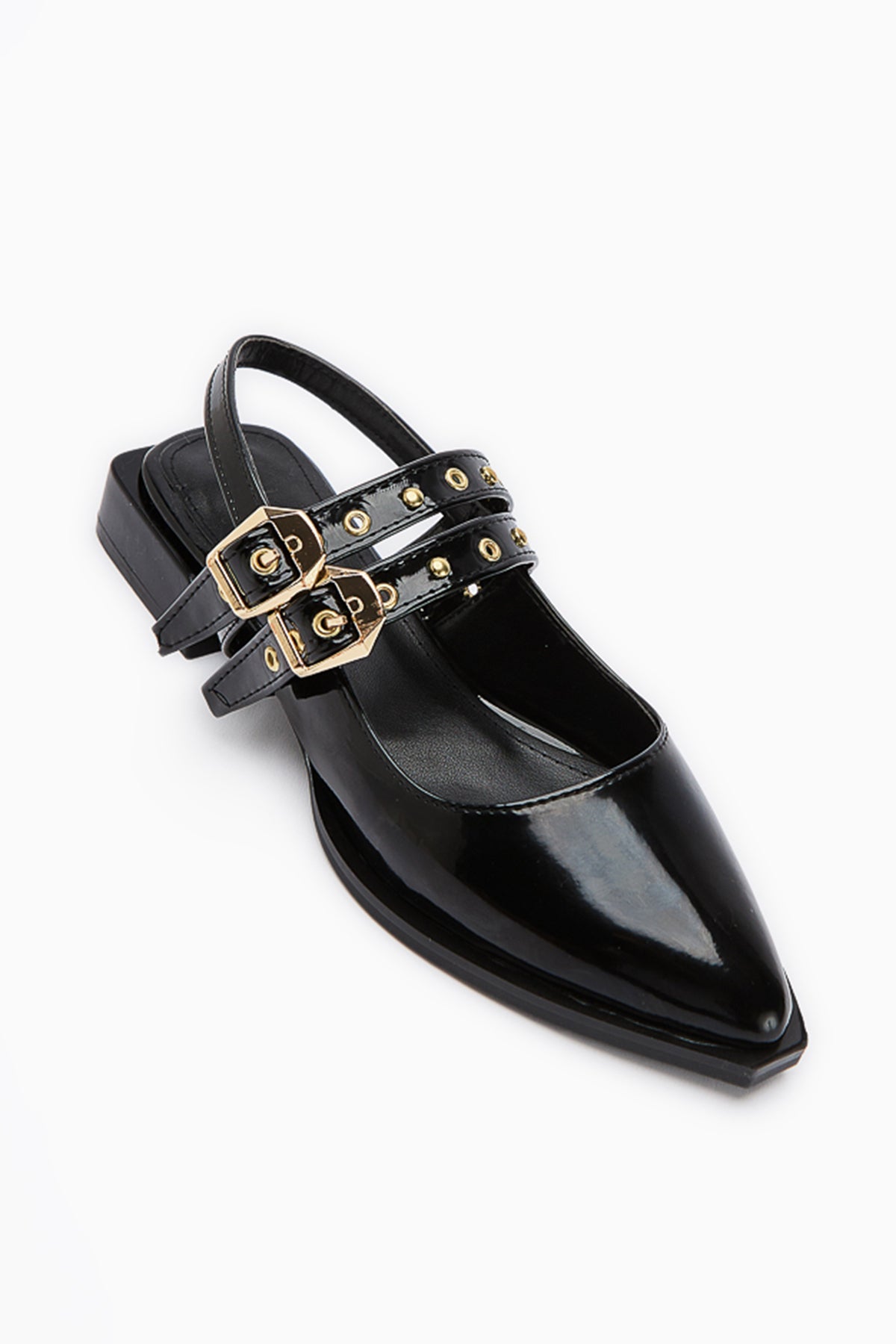 Siran Damen Schwarze Lackleder Doppelriemen Sandale