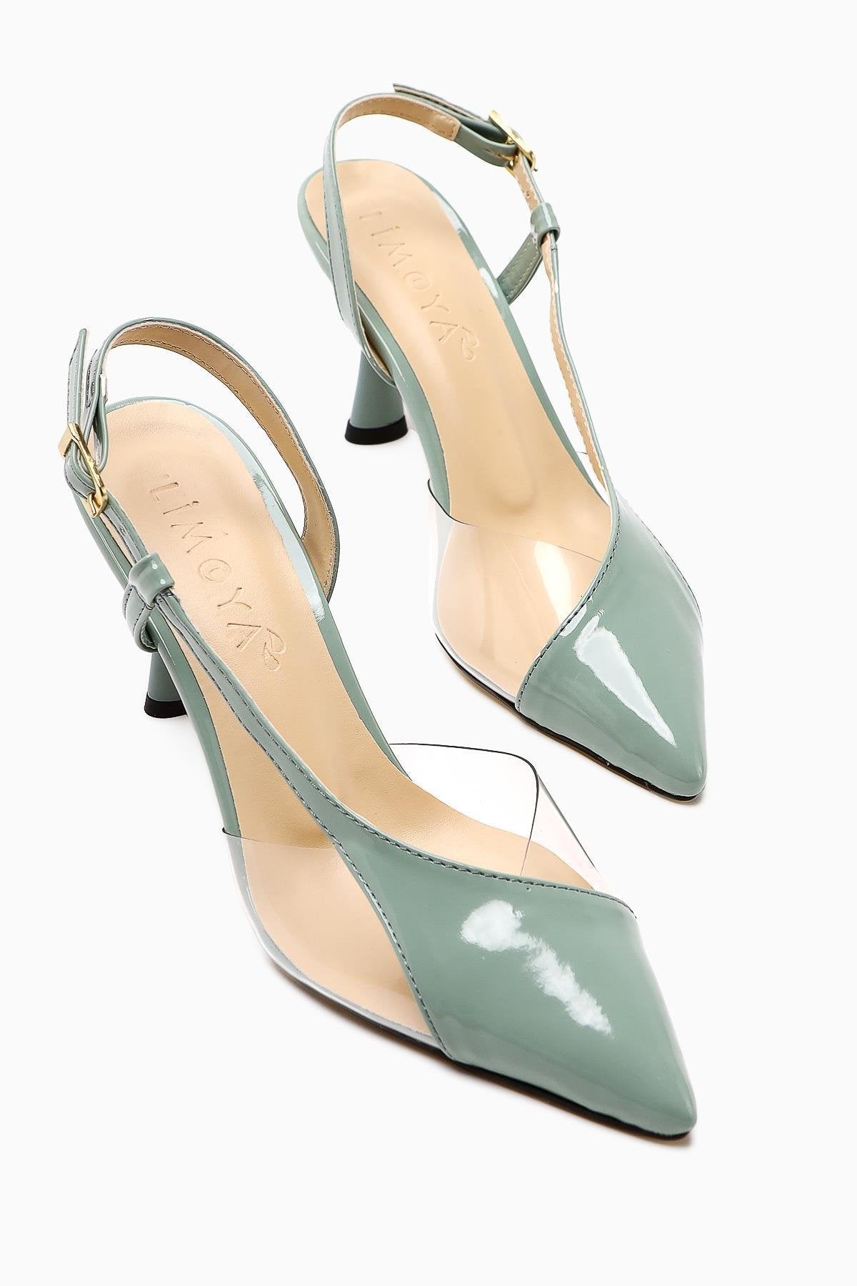 Aliah Mint Lackleder Spitze Pumps mit Transparentem Detail