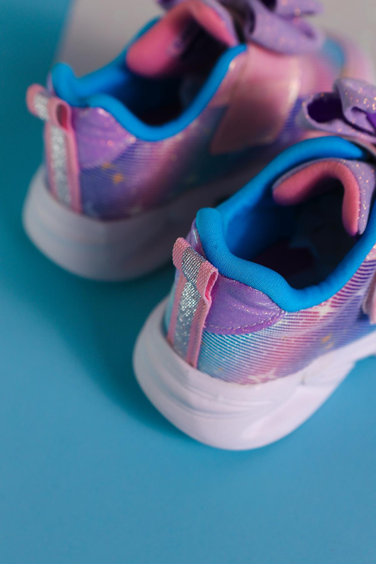 Feliz Puderrosa Schleifendetail Funkelnde Baby Sportschuhe mit Druckknöpfen