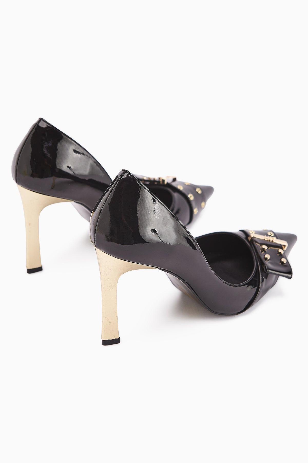 Sven Black Patent Leather Detailed Women's High Heel Shoe