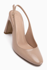 Dorte Beige Dicke Absatz Damen Schuhe