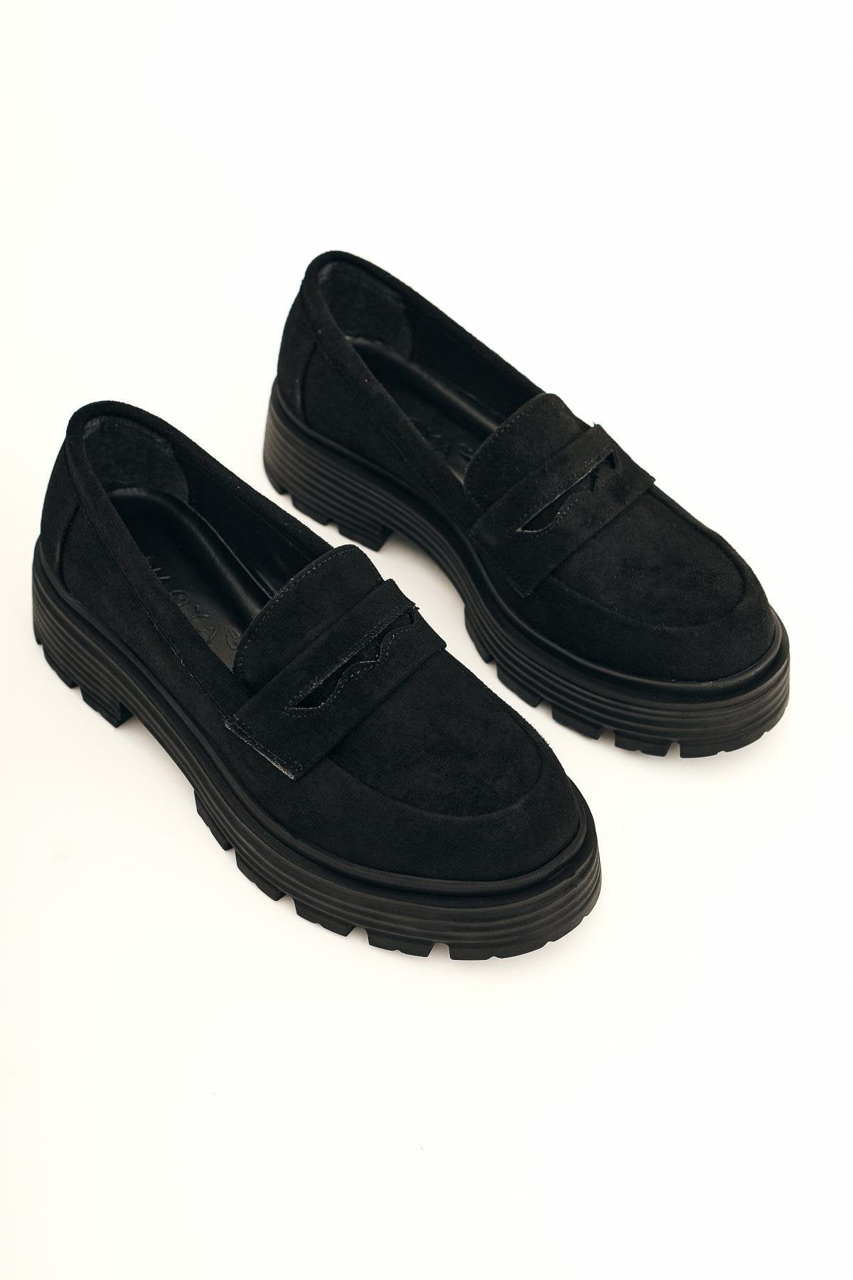 Gerta Black Suede Oxford Shoes