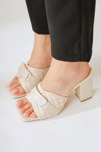 Prisha Beige Stud Detail Patterned High Heel Shoes
