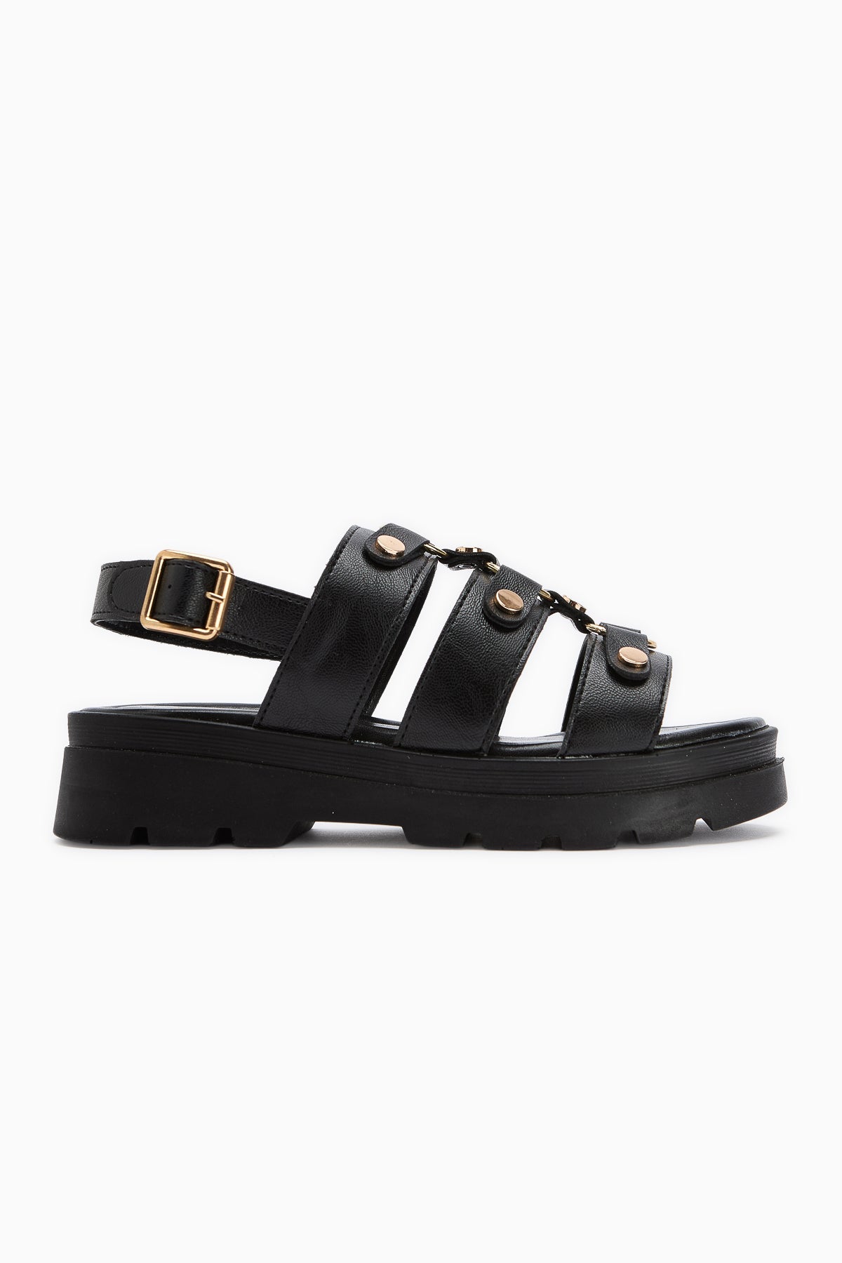 Estella Goldschnalle Schwarze Dicke Sohle Sommer Damensandalen