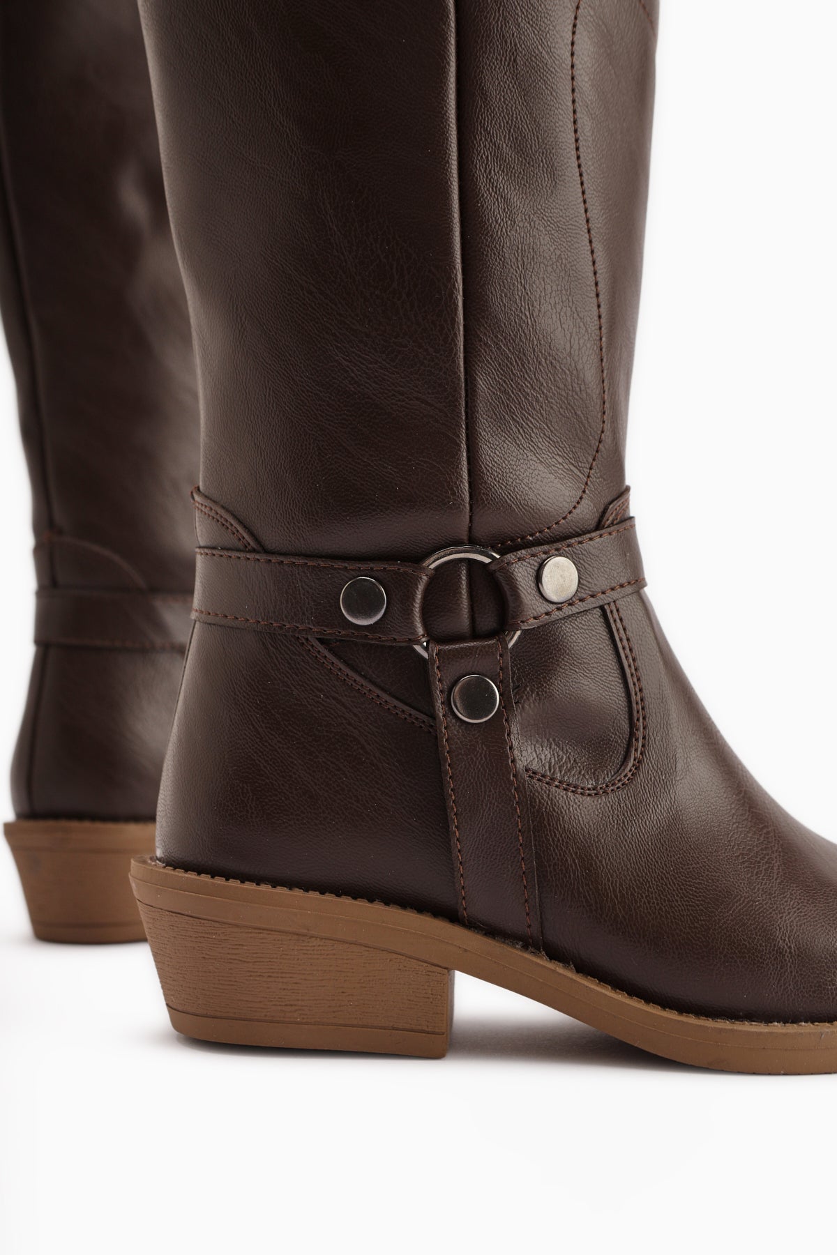 Ferial Brown Embroidered Square Toe Dakota Boots