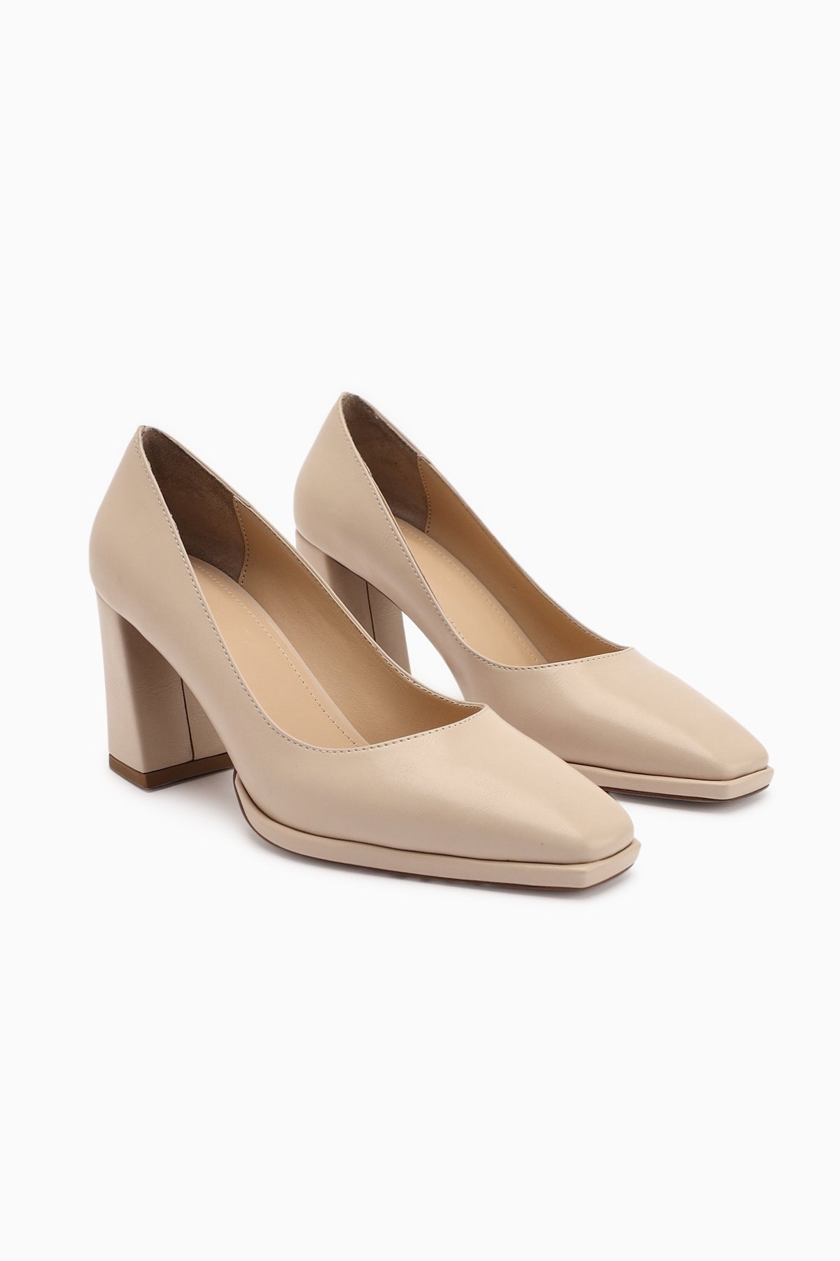 Doriana Women's Beige Square Toe High Heels
