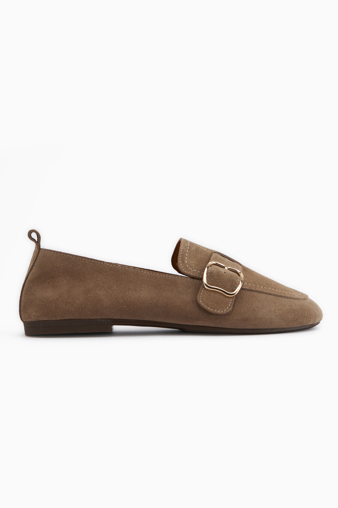 Oliva Echtes Leder Mink Schnalle Damen Ballerinas