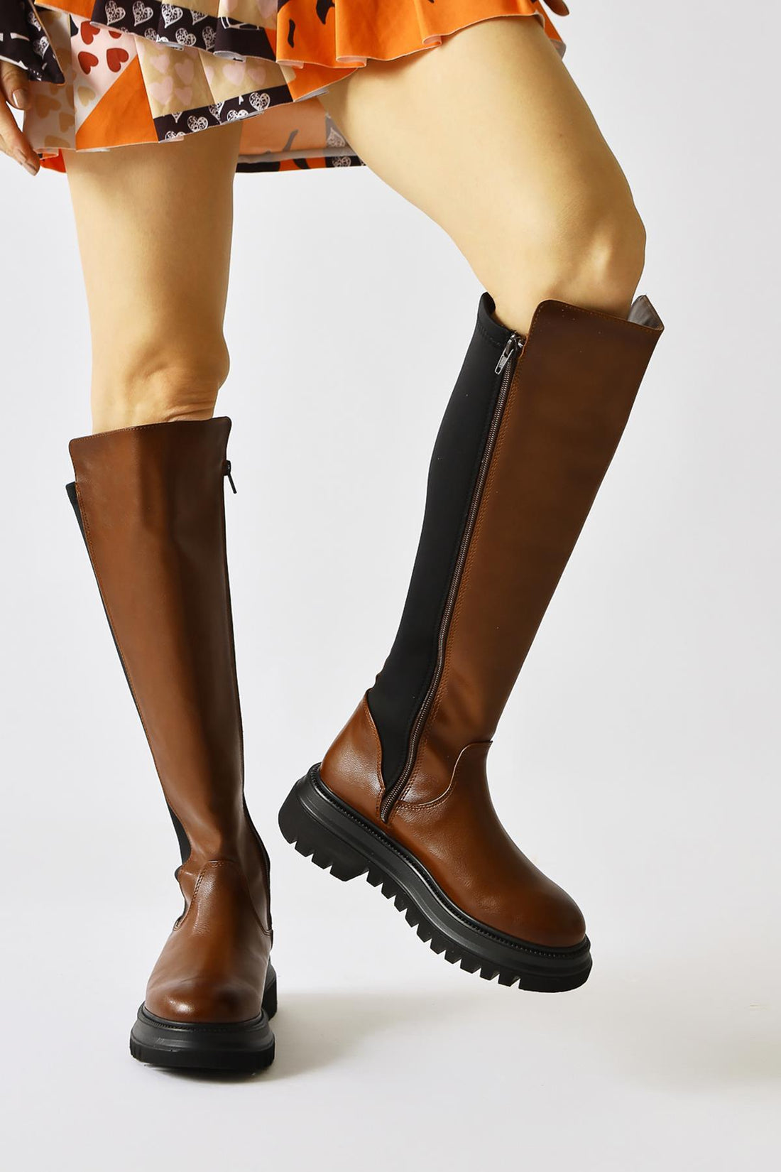 Latoya Tan Stretch Detail Damen Stiefel